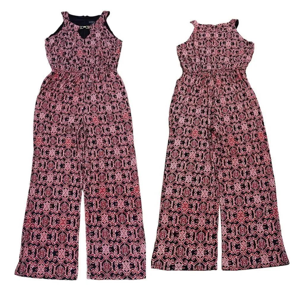 ENFOCUS Studio Red Black Print Sleeveless Jumpsuit Size 10
